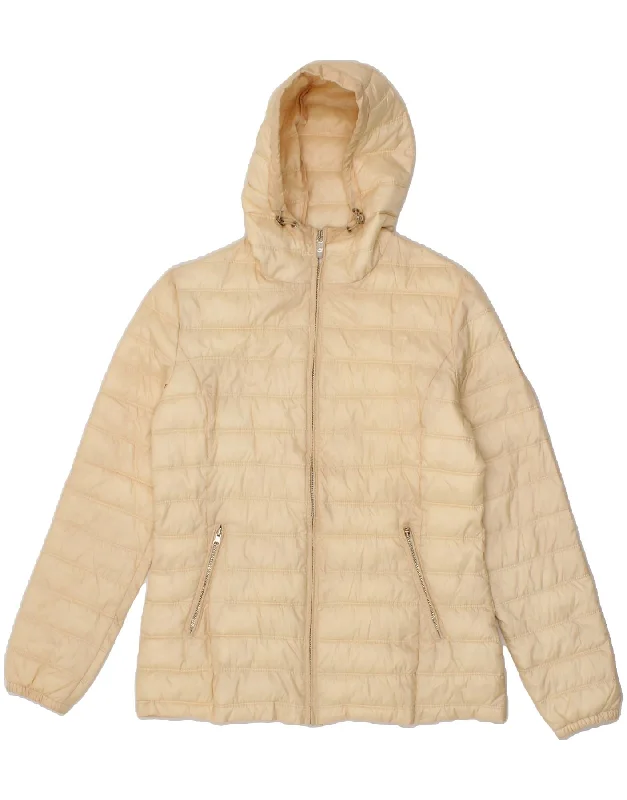 LOTTO Womens Hooded Padded Jacket UK 10 Small Beige Polyester