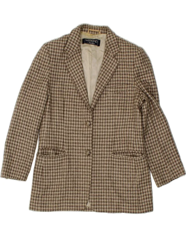 MAX MARA Womens Weekend 2 Button Blazer Jacket UK 12 Medium Beige Check