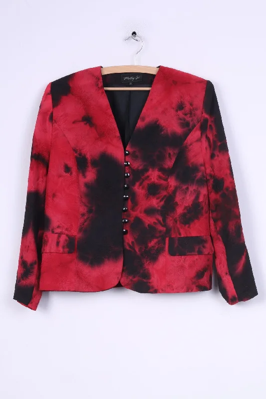 Molly -Jo Womens 48 XL Jacket Blazer Shoulder Pads Single Breasted Red Black Dyed Vintage