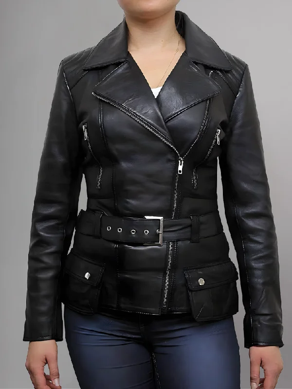 Elektra Classic Quilted Fashion Biker Casual Stylish Women Leather Jacket