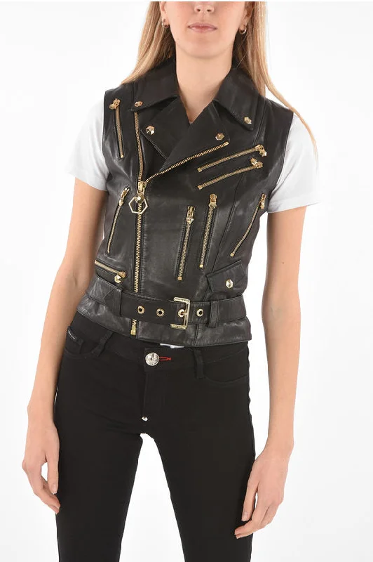 Women's Multi-Pockets Design Leather Vest