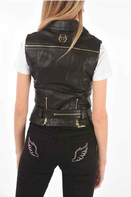 Women's Multi-Pockets Design Leather Vest