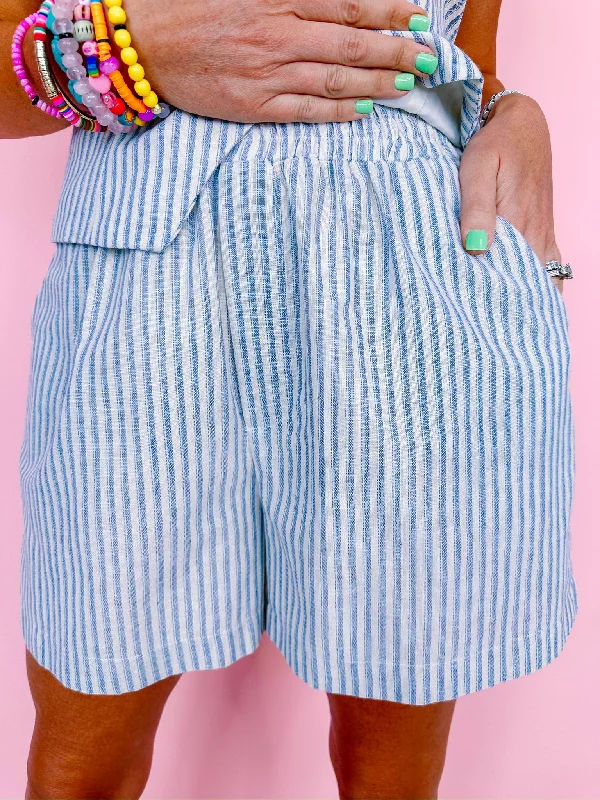 CALI DREAMING STRIPE SHORTS - BLUE