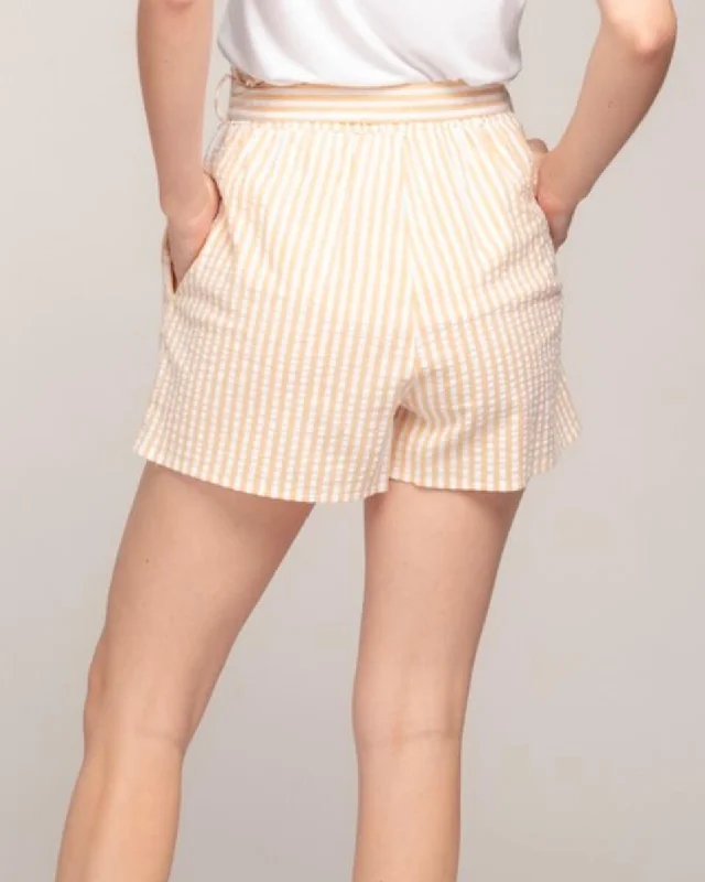 Everly - Striped Paper Bag Shorts in Yellow