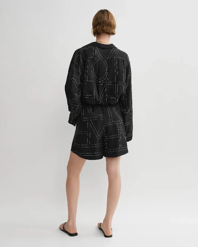 MONOGRAM SILK PJ SHORTS / BLACK