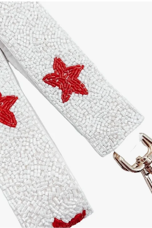 Beaded Star Bag Strap - Red