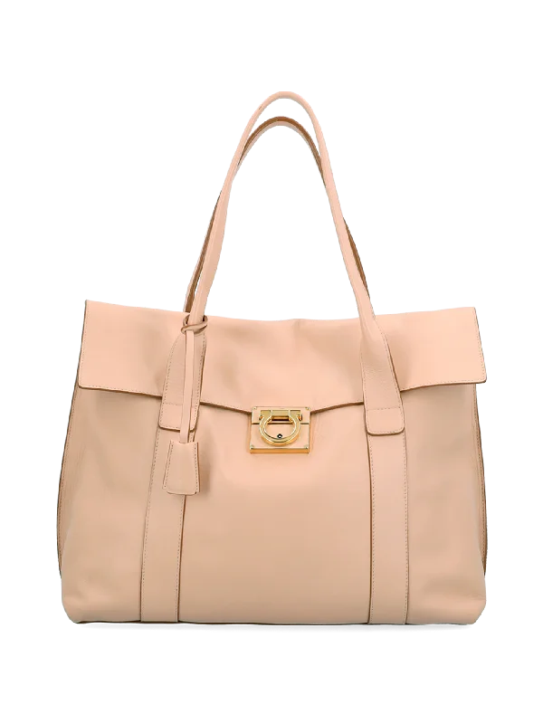 foldover leather tote bag