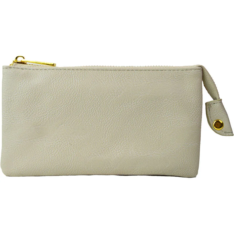 Brittney Wristlet Clutch Ivory Vegan Leather Handbags