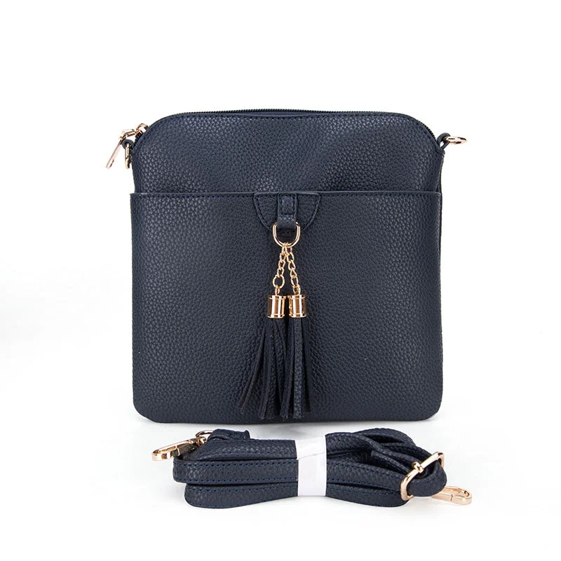 Handbag City Medium Crossbody with Tassel Navy