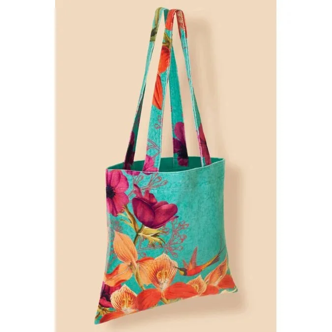 Hummingbird at Dusk Velvet Tote by Powder UK