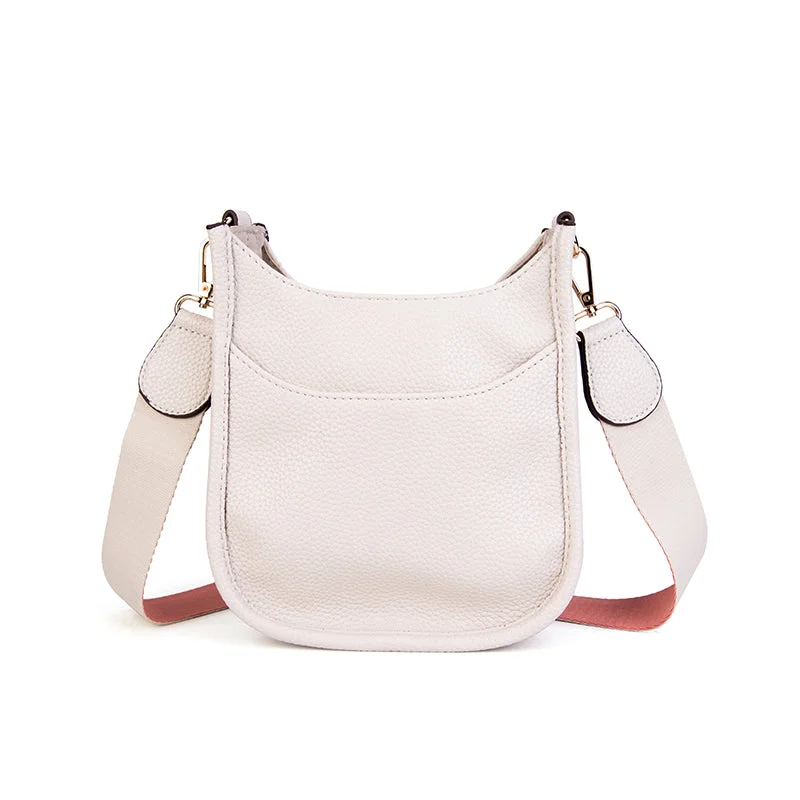 Messenger Handbag Large Cream Crossbody Vegan Leather