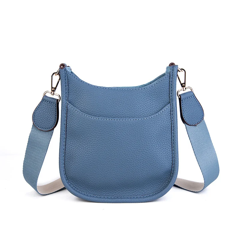 Messenger Handbag Large Jean Blue Crossbody Vegan Leather