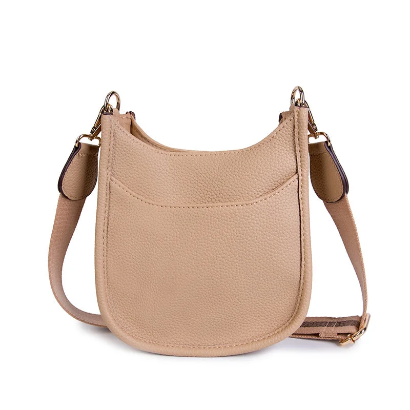 Messenger Handbag Large Beige Crossbody Vegan Leather