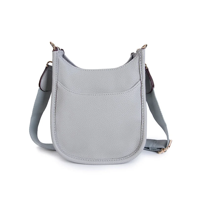 Messenger Handbag Large Lt Gray Crossbody Vegan Leather