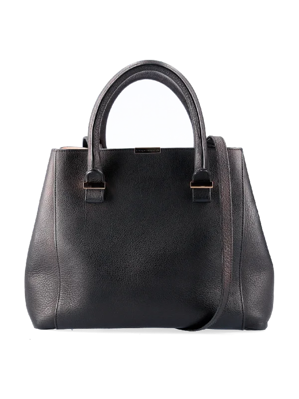 open-top leather tote bag