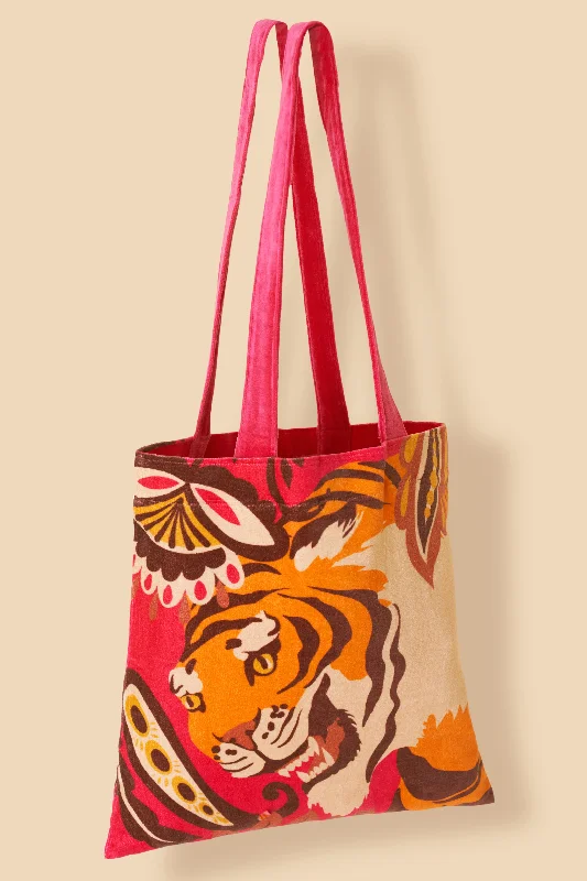 Roaring Tiger Velvet Tote by Powder UK